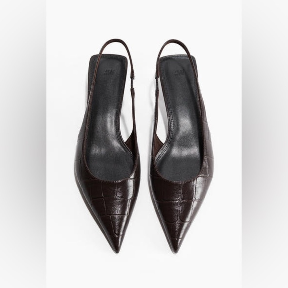 H&M dark brown crocodile sling back